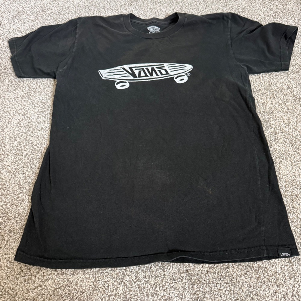 Vans Mens M Skateboard Graphic T-Shirt Black Short Sleeve Crew Neck Grunge Skate